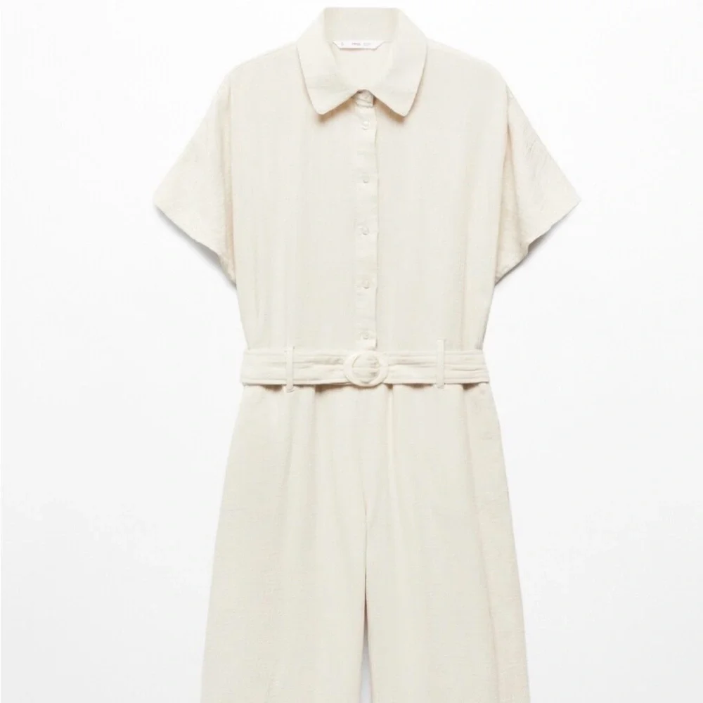 NWT Mango Belted Jumpsuit Cotton Summer Stylish Vacation Pantsuit - Picture 4 of 7